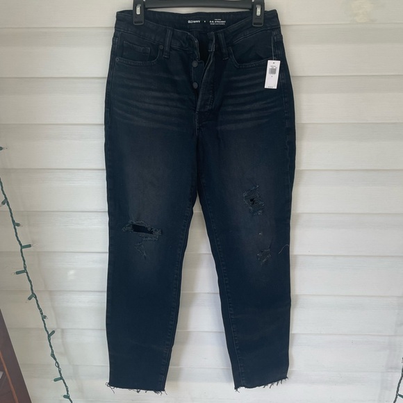 Old Navy NWT Distressed High-Rise O.G. Straight Leg Jeans w/ Secret-Slim Pockets - Picture 2 of 7